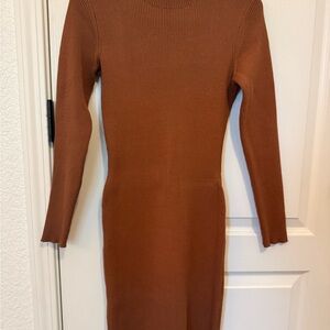 Brown Knit Sweater Dress